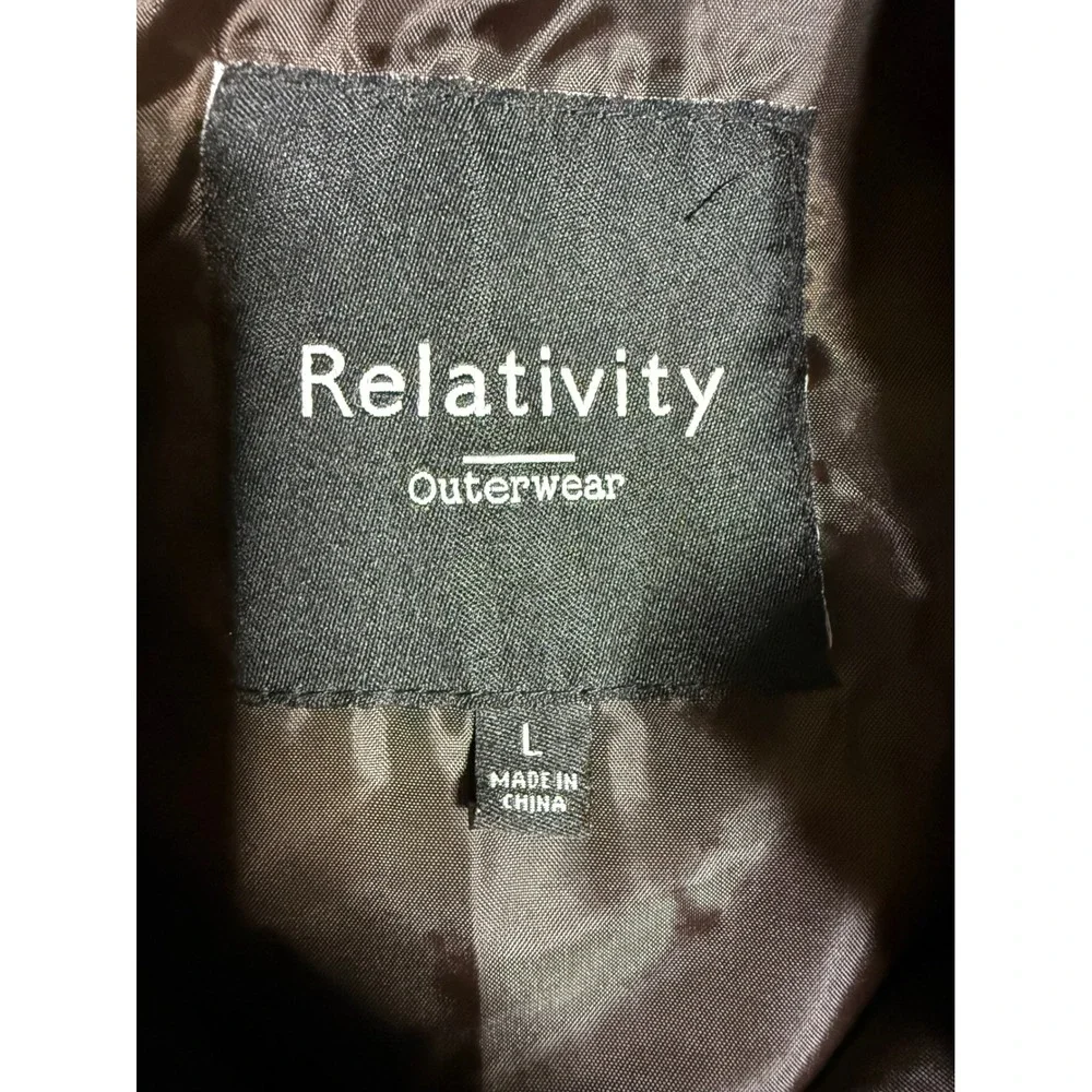 Relativity Quilted Vest Womens Large Brown Good Full Zip Sleeveless Outerwear